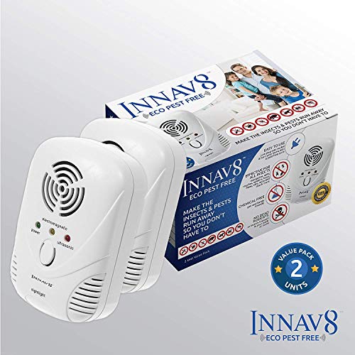 INNAV8 Ultrasonic Pest Repeller Plug-In - ALL NEW 2019 Pest Reject For Indoor with 2-Band Tech - Pest Defender Against Insects Mice Ants Roaches Mosquitoes - Pest Control Ultrasonic Repellent (2-Pack)