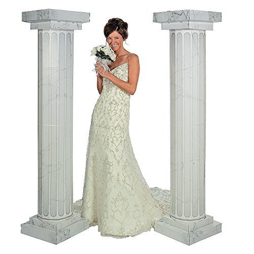 6' Marble Look Fluted Columns Pillars 2pc Set Wedding Ceremony Decoration by Fun Express