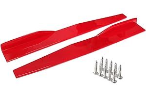 2PCs Universal Side Skirts,Shkalacar Car Body Styling Side Skirt, Left/Right Rocker Splitters Diffuser Winglet Wings Bumper Kit (Red)