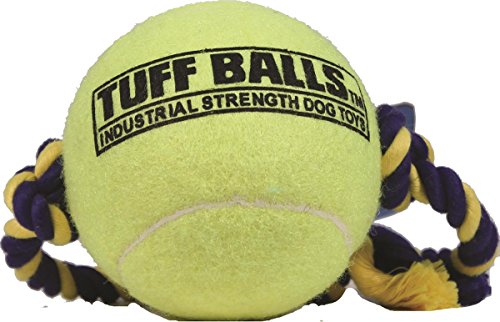 PetSport 70155 Mega Tuff Ball Tug Dog Toy Yellow, 4 in