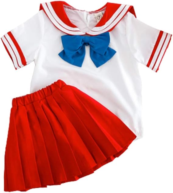 Amazon 子供服女の子 キッズ服 Tシャツ スカート 上下セット 蝶結び セーラー服 美少女戦士 セーラームーン 制服 コスチューム Cosplay 入学式 誕生日祝い 記念撮影 卒業式 服 ファッション小物 通販