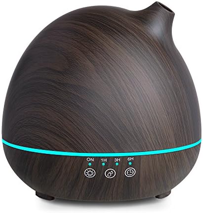 Vaporizer Aroma Diffuser Aromatherapy Fragrance Diffuser Cool Mist Humidifier 400ml,Wood Grain Ultrasonic Essential Oil Diffuser,Touch Sensitive,Up to 12 Hours Use,Auto Shut Off,BPA Free - Amalfor