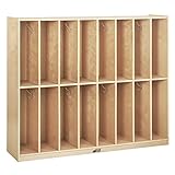 ECR4Kids Birch 16-Section Slim-Fit School Coat Locker with Hooks and Storage for Kids