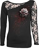 Spiral - Womens - WHITE ROSE - Lace One Shoulder Top Black