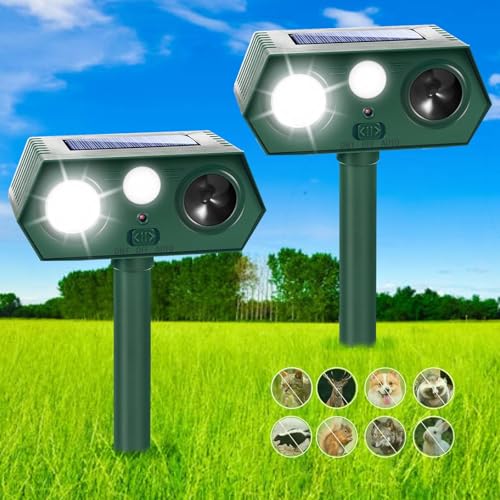 Photo 1 of Solar Animal Repeller Outdoor Ultrasonic Cat Deterrent with PIR Motion Sensor & Flash Light to Scare Away Cat Dog Raccoon Skunk Deer Rabbit Bird, Deer Repellent Skunk Repellent for Yard Farm (hexagon)