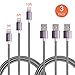 USB Lightning cable,Ofspower 3Pack 3ft 6ft 10ft Nylon Braided 8 Pin USB Syncing and Charging Cable for iphone 7, 7plus, 6s, 6s plus, 6plus, 6,5s 5c 5,iPad Mini, Air,iPad5,iPod. (Black)