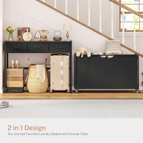 Large Laundry Sorter, 300L Rolling Laundry Hamper with 4 Section Pull-Out Bags, Laundry Basket with 3 Drawers, Laundry Hamper with Wheels, Laundry Room Organization for Bathroom Bedroom, Rustic Brown