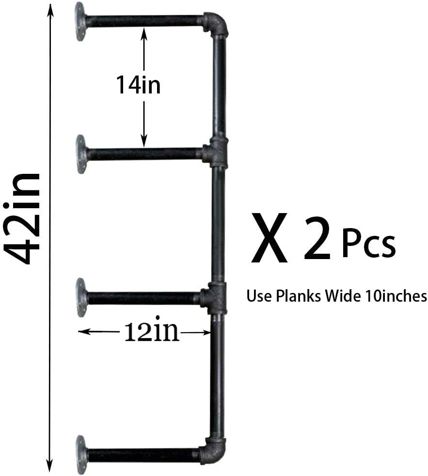 Industrial Retro Wall Mount iron Pipe Shelf,DIY Open Bookshelf,Hung Bracket, DIY Storage Shelving,Home Improvement Kitchen Shelves,Tool Utility Shelves, Office shelves, bookshelves and bookcases（2pcs）: Furniture & Decor