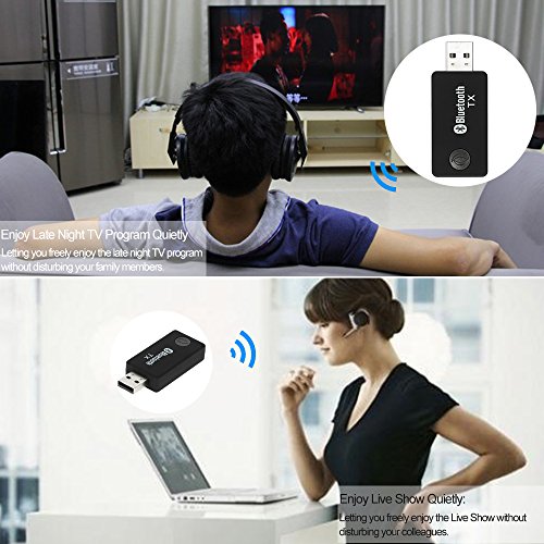 Hulorry Bluetooth transmitte Portable Stereo Audio 3.5mm Wireless Bluetooth Transmitter Audio Adapter for TV DVD PC CD Player MP3/MP4