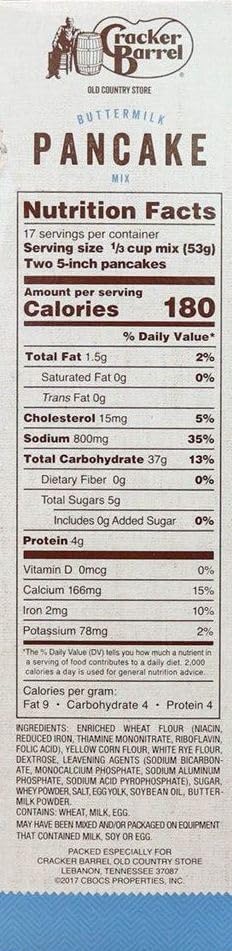 Cracker Barrel Buttermilk Pancake Mix - Authentic Restaurant Blend, 2 lb Box for Fluffy Homemade Pancakes