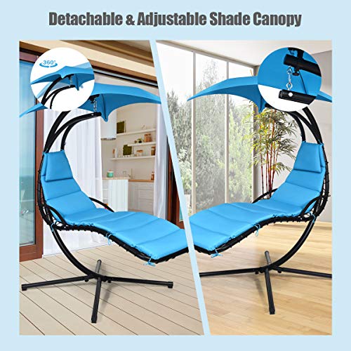 Giantex Hanging Chaise Lounger Chair, Arc Stand Porch Swing Chair