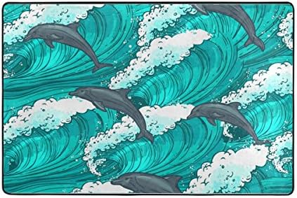 Doormat Area Rugs Outdoor Inside Mats Personalized Welcome Mats with Hand Painted Dolphin for Chair Mat and Decorative Floor Mat for Office and Home (36 x 24 in & 72 x 48 in)