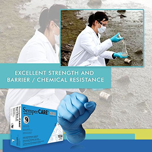 image for SemperCare Blue Nitrile Disposable Gloves Powder Free 4.3 Mil Latex Fr