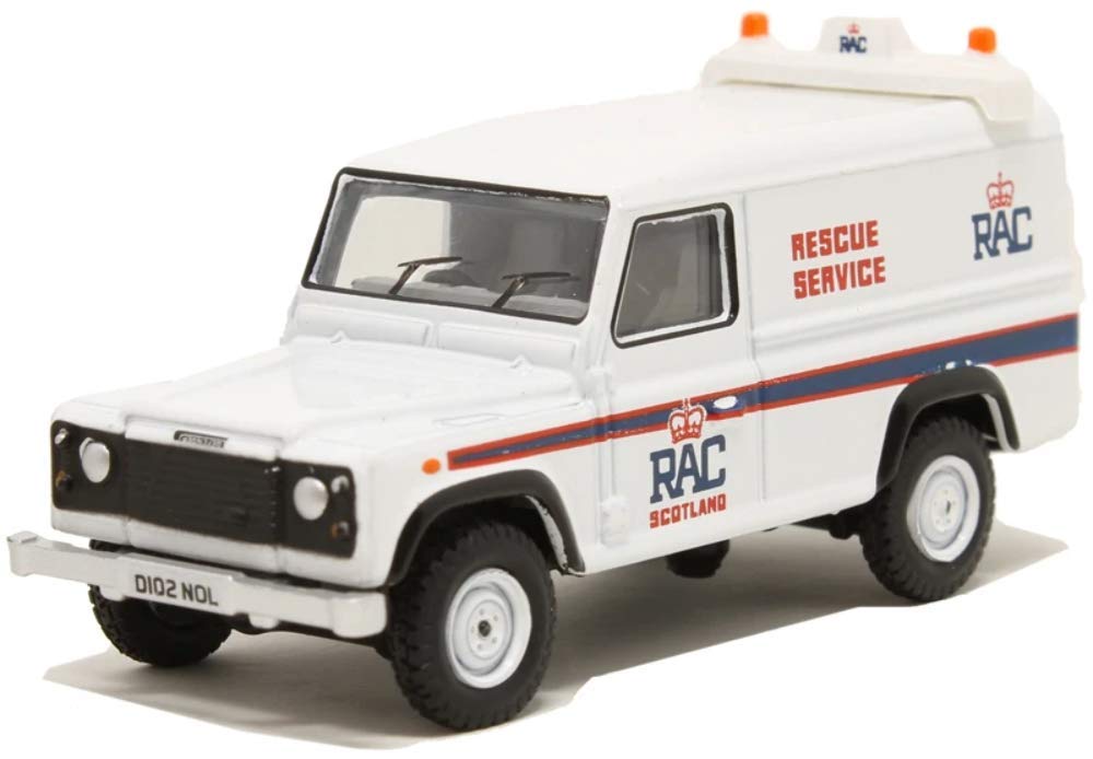 Oxford land rover defender LWB white RAC scotland car 1:76 railway scale diecast model
