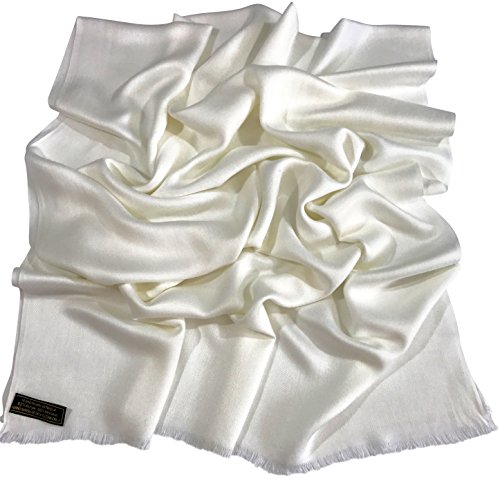 Ivory Solid Color Design Nepalese Fringe Shawl Pashmina Scarf Wrap CJ Apparel NEW