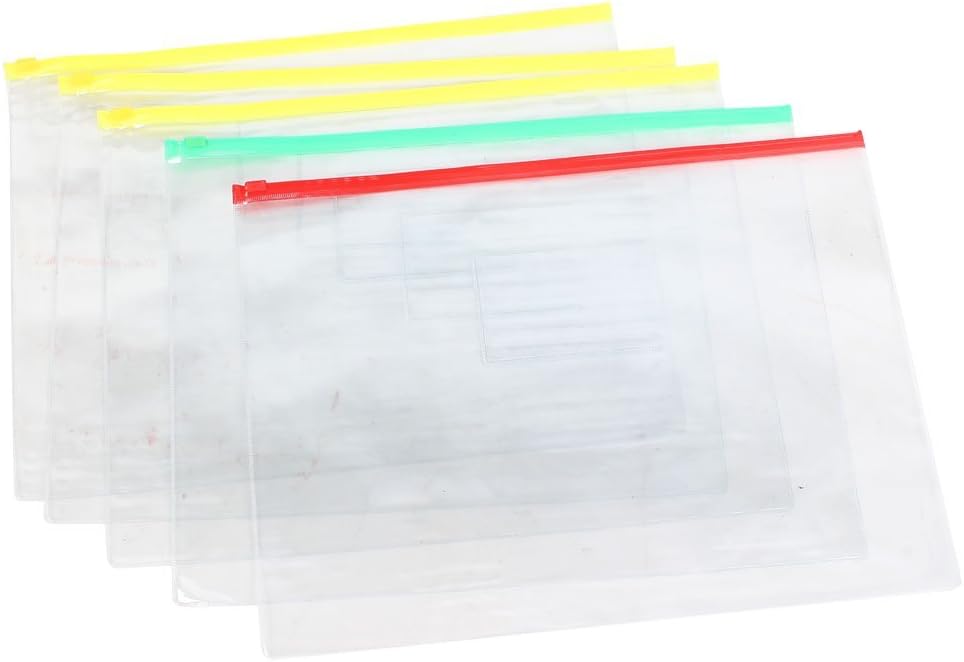 Sourcingmap A4 Plastic Waterproof Ziplock File Bag (Pack of 5) Amazon