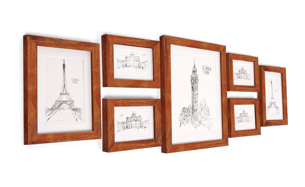 Classic by Casa Chic - Solid Wood Photo Frame Set - Rustic Brown - Picture Frames with Mounts - Frame Width 2 Centimetres โ image 1