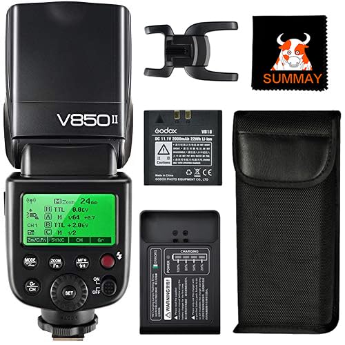 Godox V850II GN60 Camera Flash Speedlight Compatible for Most Brand Cameras 650 Full Power Pops 1.5s Recycle time 2000mAh Rechargeable Battery