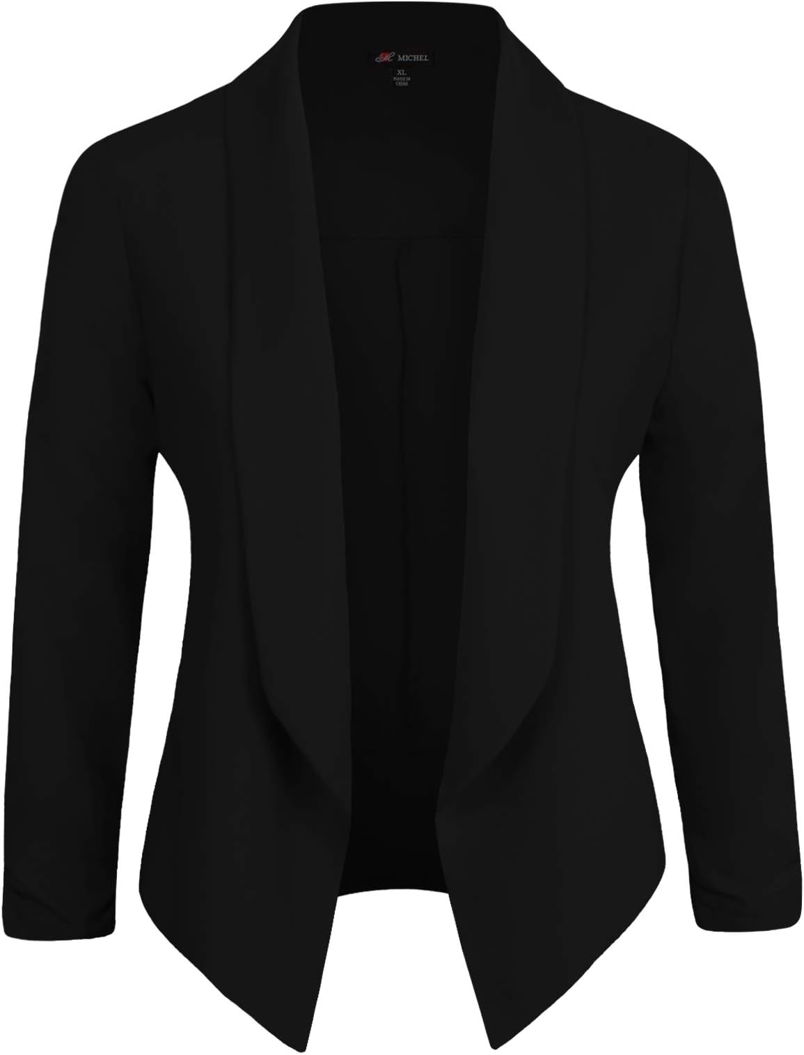 Michel Womens Blazer Work Office Lightweight Stretchy Open Front Lapel Jacket Style Cardigan with Plus Size (1XL ~ 3XL)