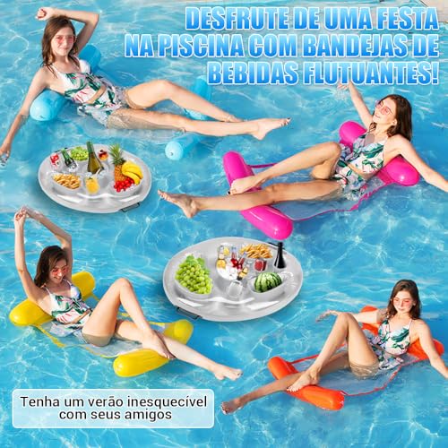 Genérico - Bandeja de Flutuante Inflável, Suporte Inflável Flutuante para Bebidas, 2 Alças, 70 × 50 cm