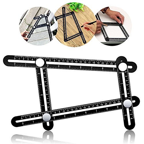FSDUALWIN Universal Angularizer Ruler, Upgraded Aluminum Alloy Multi Functional Ruler,Full Metal Multi Angle Measuring Tool Perfect For Handymen, Builders, Craftsmen, Carpenters, Roofers, Tilers, Great Gift