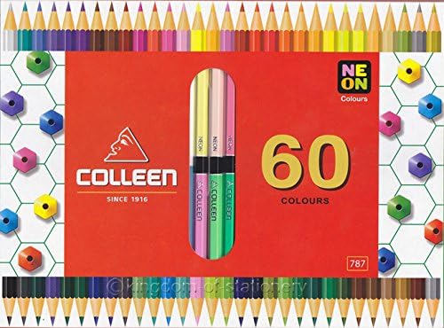 Colleen Neon Colored 30 Pencil 60 Color Hexagonal Box Double End Set Drawing Art Japan for Adult Coloring Book Kid Toddler Bulk Artist
