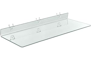 Azar Displays - 4772028 556008-4pack Clear Acrylic Shelf for Pegboard or Slatwall (Pack of 4)