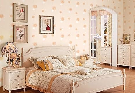 Amazon Co Jp 韓国スタイル田園タンポポ花壁紙ロマンチックベッドルーム背景壁紙 オレンジ Diy 工具 ガーデン