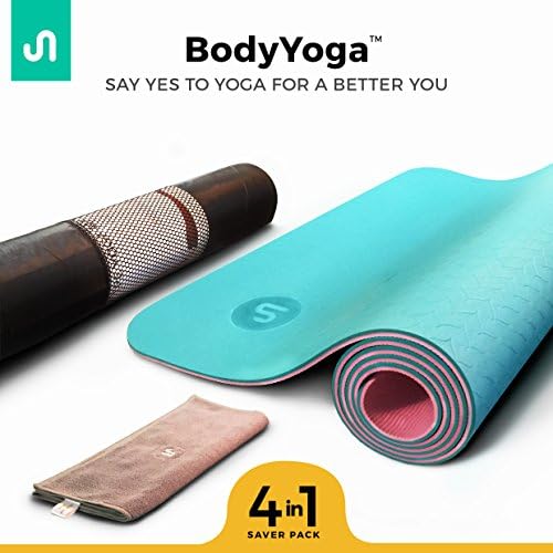 Premium Yoga Mat, BODYYOGA Eco Friendly Exercise Meditation Mat, TPE Material, Non Slip Mat For Yoga With Carrying Bag & Workout Towel, 72'' x 24'' Yoga Practicing Mat ¼-Inch Thick, Integrated Anti-Tear Pilates Mat - For Men & Women - From BodyBand