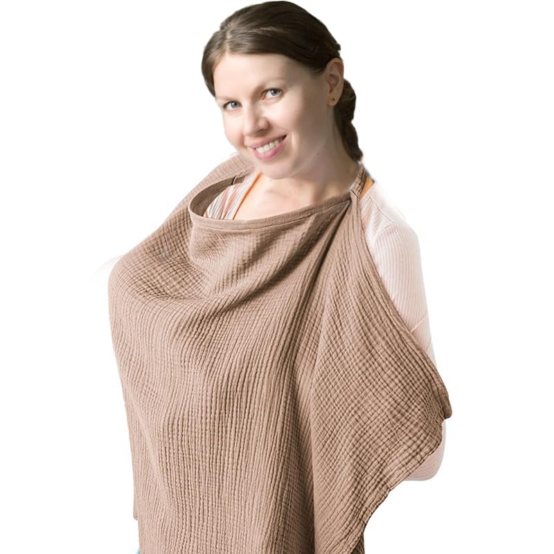 Soft Cotton Breastfeeding Cover - Lightweight Nursing Cover for Mum, Breathable Breast Feeding Cover with Adjustable Strap
