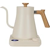 Electric Kettles, Gooseneck Electric Kettle, &plusmn;1℉ Temperature Control, Stainless Steel Inner, Quick Heating, for Pour Over Coffee, Brew Tea, Boil Hot Water, 0.9L (White)