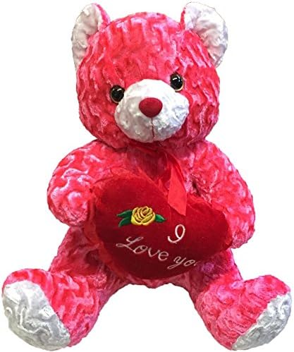 Big Plush Pink Teddy Bear Holds Heart Pillow Embroidered with the Phrase I LOVE YOU 20 inches Tall Soft Premium Quality Valentines Day or Any Day Romantic Teddy Bear