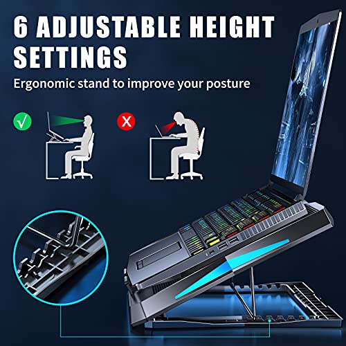 Laptop Cooling Pad AOEVI Laptop Cooler with 6 Quite Fans 6 Heights Adjustable, 2021 Upgrade Laptop Cooling Stand for 12\