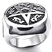 KONOV Mens Stainless Steel Ring, Vintage Pentagram, Black Silver