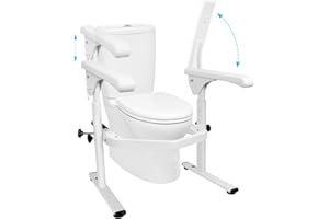 BEENDOU Toilet Safety Rails for Elderly (520 lbs), Toilet Rails for Elderly Free Standing Adjustable Height Width, Heavy Duty Toilet Safety Frame with Arms, Handicap Toilet Seat for Christmas