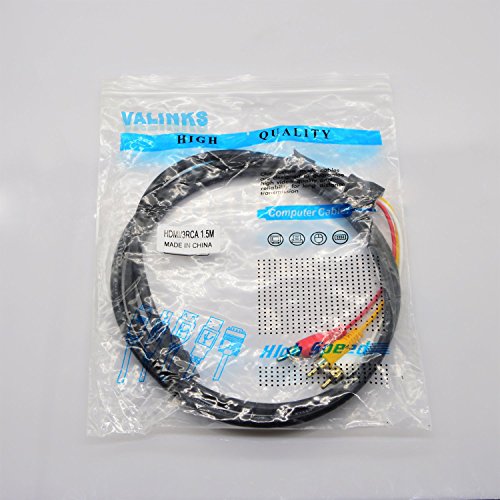 eBerry-HDMI-to-RCA-Cable-HDMI-Male-to-3RCA-AV-Composite-Male-MM-Connector-Adapter-Cable-Cord-Transmitter-NO-SIGNAL-CONVERSION-FUNCTION-One-way-Transmission-from-HDMI-to-RCA-5ft15m-Black