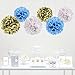 Andaz Press Hanging Tissue Paper Pom Poms Party Decor Trio Kit with Free Party Sign, Gold, Baby Blue, White, 6-Pack, for Boy Baby Shower Baptism Decorations