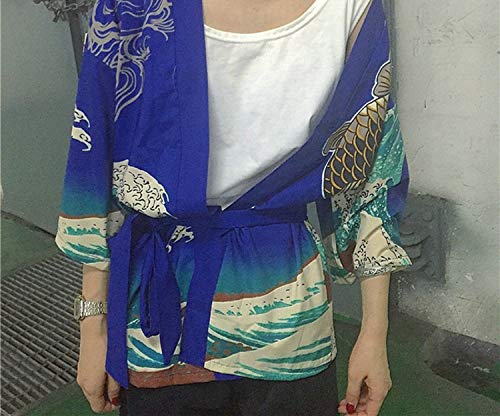 Kimonos Woman Japanese Kimono Cardigan Cosplay Shirt Blouse for Women Japanese Yukata Beach Kimono,2,One Size
