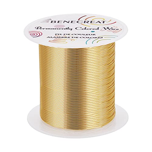 BENECREAT 24 Gauge 87 Yards Jewelry Beading Wire Light Gold Tarnish Resistant Copper Wire for Beading Wrapping and Other Jewelry Craft Making