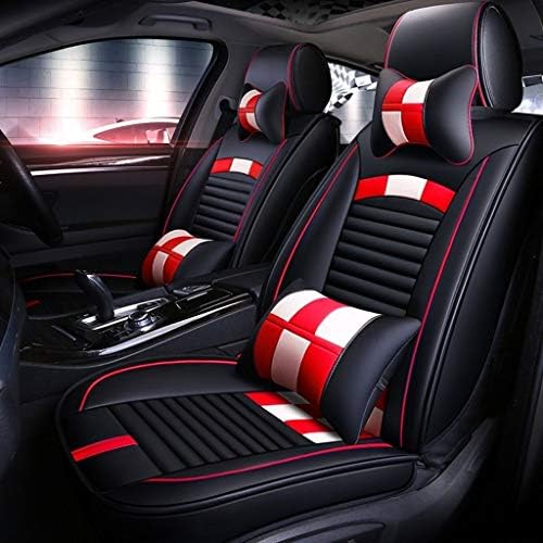 シートクッション 買い取り 車用 カーシートカバー ドライバーとパッセンジャーカーアクセサリー内装用5シートフルセットフロントペアレザーユニバーサル チャイルドシートプロテクターセット Red シートカバー Color