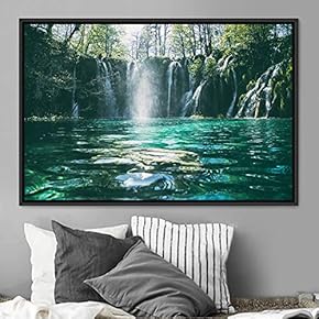 signwin Framed Canvas Wall Art Forest Waterfalls Group...