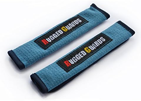 RUGGED GUARDS™ Sport Seat Belt Pads: Super Absorbent Microfiber - Designed for Workout Enthusiasts Universal-Fit Machine Washable with Carry Bag (2 x Seat Belt Pads, Blue)