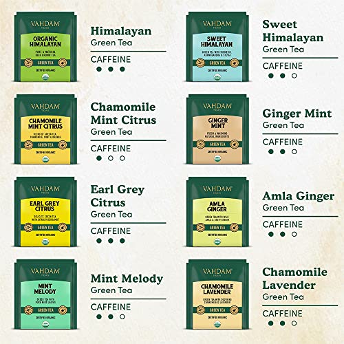 VAHDAM, Green Tea Bag Sampler Tea Variety Pack 1 Different Flavor