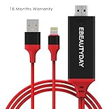 Lightning to HDMI, iPhone to HDMI Cable Lightning Digital AV to HDMI Adapter 6.5ft 1080P HDTV Cable for iPhone,iPad,iPod,Plug and Play by EBEAUTYDAY