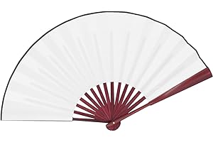 HONSHEN Chinese Folding Fan White Hand Fans Bamboo Fan with Traditional Chinese Arts Handicraft (White)