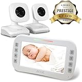 AXVUE E612 Video Baby Monitor with 4.3" LCD Screen and Two Cameras, Night Vision, 800 ft. Distance and 8H Battery Life, Auto-Scan, Two Way Talk, View Angle Adj, Power-saving Video ON/OFF