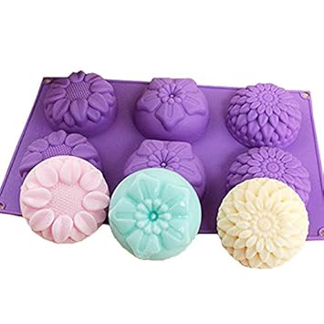 e2o Home Seife Formen Silikon 6 verschiedene Blumen Formen für selbstgemachten Seife