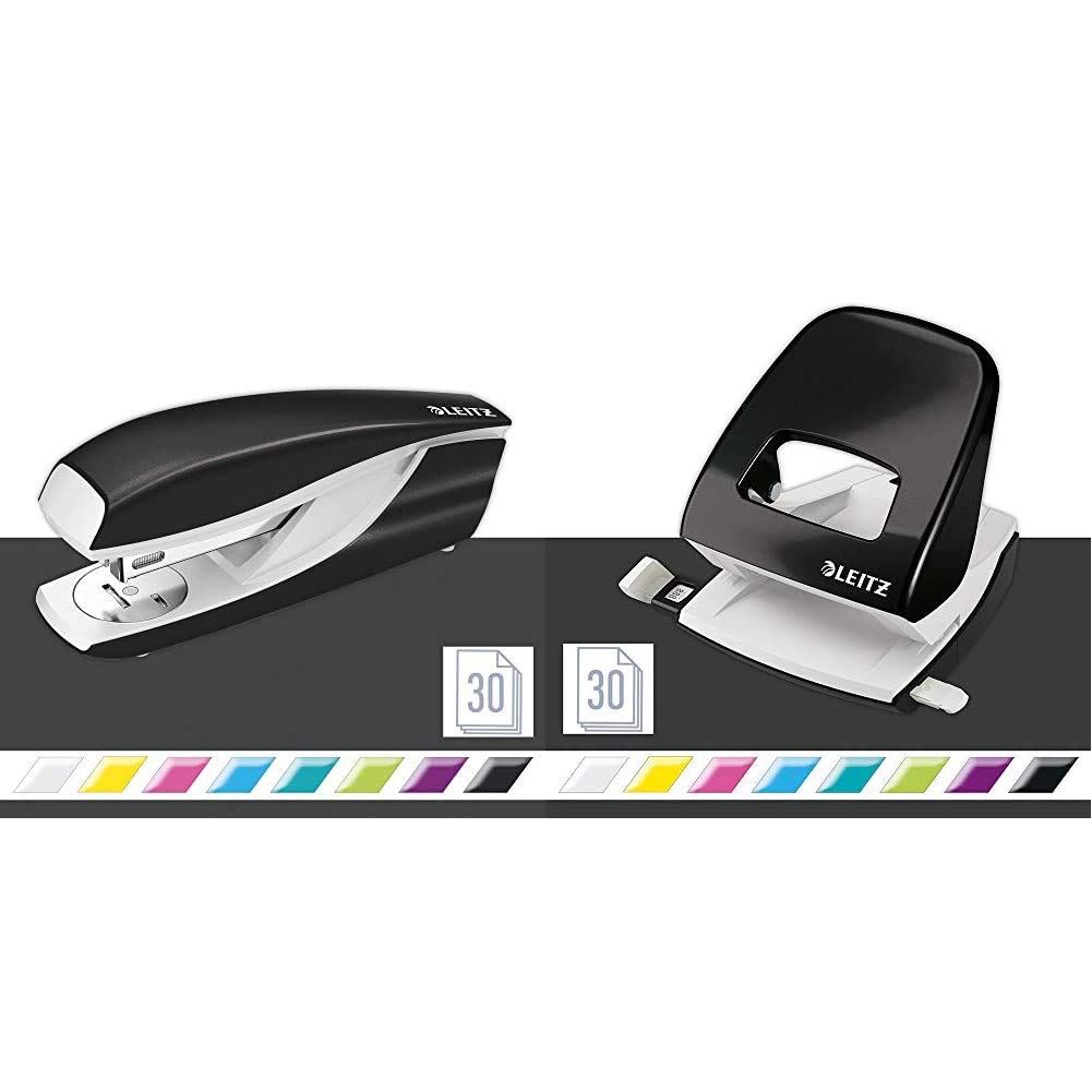 Leitz Stapler NeXXt Wow 30sh Black with Hole Punch NeXXt Wow 30sh Black Bundle