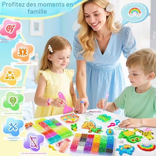 DazzBoom 5100+ Kids Water Beads, Set of 48 Large Grid Beads in Eight Colors, 42 Colors Fixed Water Mist Beads, 6 Colors Luminous Water Mist Beads, Water Beads