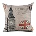 LINKWELL 45x45cm Retro London Union Jack Big Ben Linen Cushion Covers